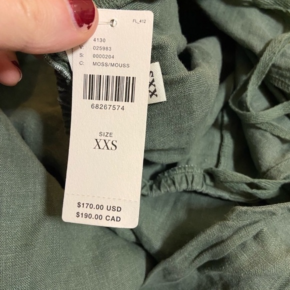 Cloth & Stone Linen Cross-Halter Maxi Dress , Moss Green - Picture 3 of 3